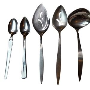 Vintage Norpro & SRI Cortina Japan Stainless Serving Set Ladle Slotted Spoons A3